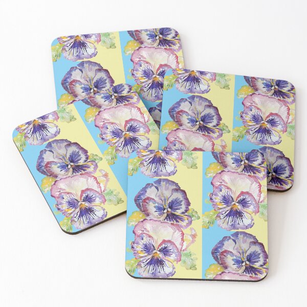 Item preview, Pansy Watercolor Purple Flower Pattern on Light Blue designed and sold by Sarah  Rajkotwala.