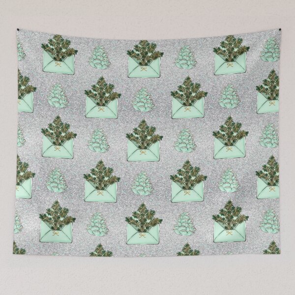 Item preview, Mint + Silver Xmas Patterns designed and sold by adortopia.