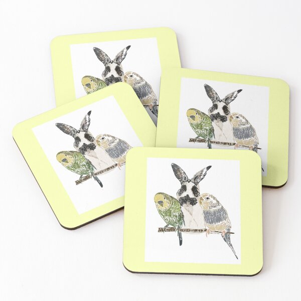 Item preview, Parakeets and Bunny designed and sold by buzzcutart.