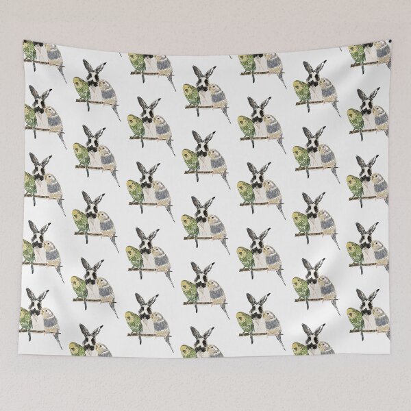Item preview, Parakeets and Bunny designed and sold by buzzcutart.