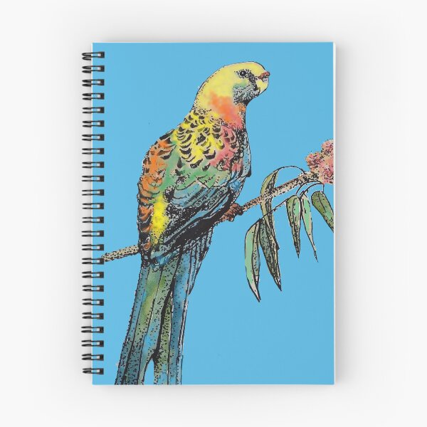 Item preview, Rosella Parrot Watercolor Painting on Teal Blue designed and sold by Sarah  Rajkotwala.
