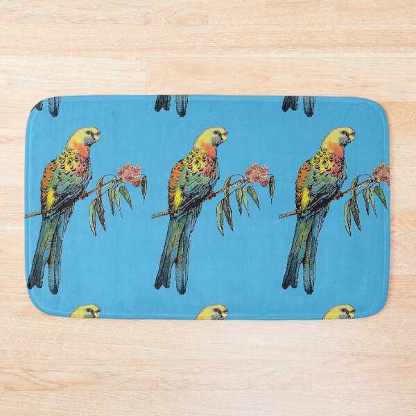 Item preview, Rosella Parrot Watercolor Painting on Teal Blue designed and sold by Sarah  Rajkotwala.