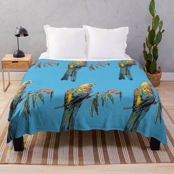 Item preview, Rosella Parrot Watercolor Painting on Teal Blue designed and sold by Sarah  Rajkotwala.