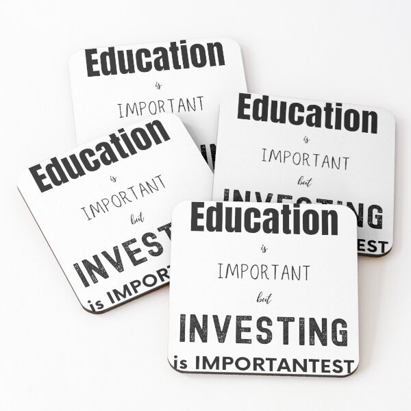 Item preview, Education is important but investing is importantest (all blk writing) designed and sold by FourNuns.