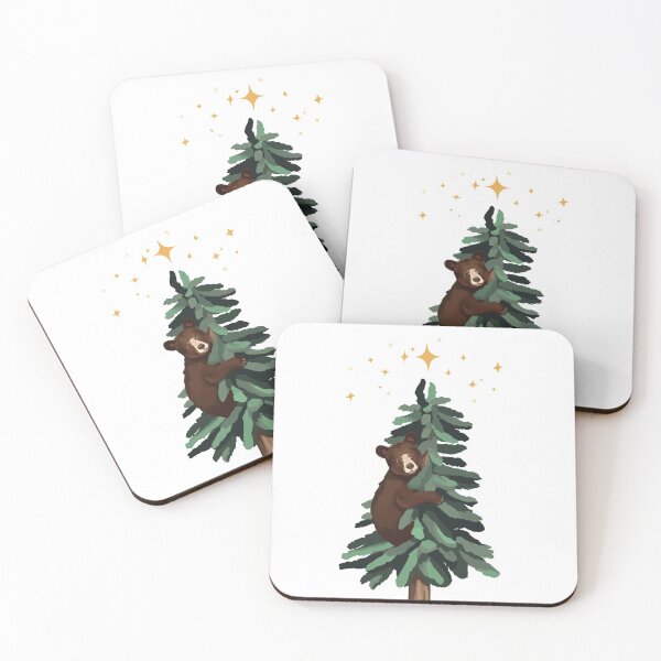 Item preview, Bear Cub in Christmas Tree // Holiday Outdoorsy Nature designed and sold by yumasartstudio.