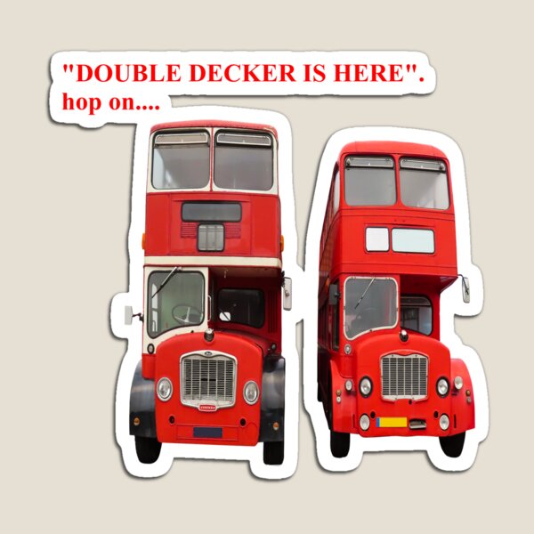 Octopus riding a double decker red bus in the city Magnet for