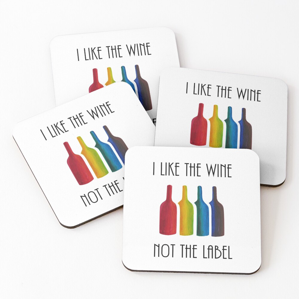 I Like the Wine, Not the Label - David Rose Quote, Schitt's Creek - Bottles LGBT Flag Bottles Acrylic Painting Coasters (Set of 4)