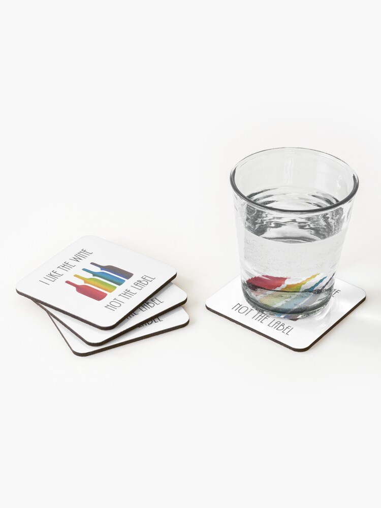 Alternate view of I Like the Wine, Not the Label - David Rose Quote, Schitt's Creek - Bottles LGBT Flag Bottles Acrylic Painting Coasters (Set of 4)