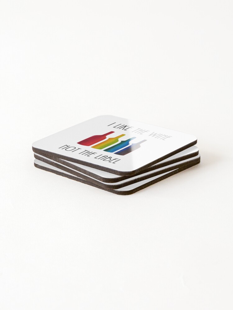 Alternate view of I Like the Wine, Not the Label - David Rose Quote, Schitt's Creek - Bottles LGBT Flag Bottles Acrylic Painting Coasters (Set of 4)