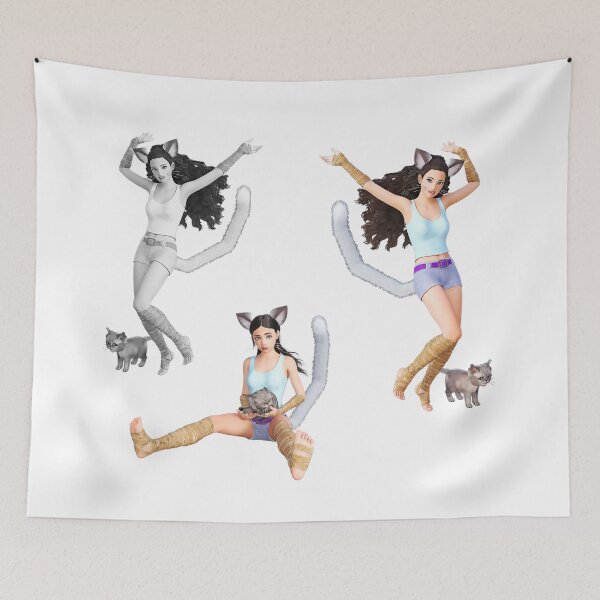 Item preview, Cute Anime Cat Girl And Kitten Trio (buy medium or large stickers) designed and sold by StormyMuse.