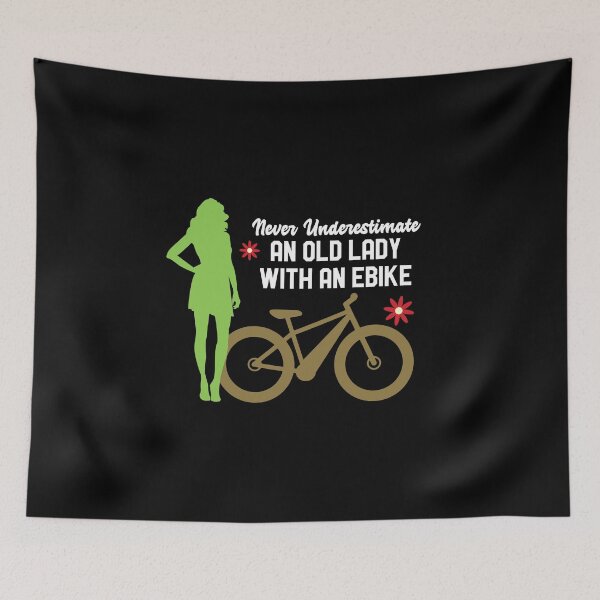 Item preview, Never Underestimate an Old Lady with an Ebike Funny e-Bike MTB designed and sold by OneMTB.