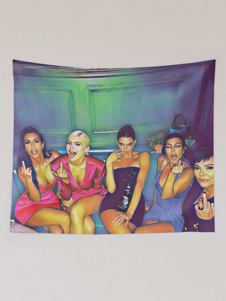 Kardashian Family Middle Finger Enhanced Image Tapestry