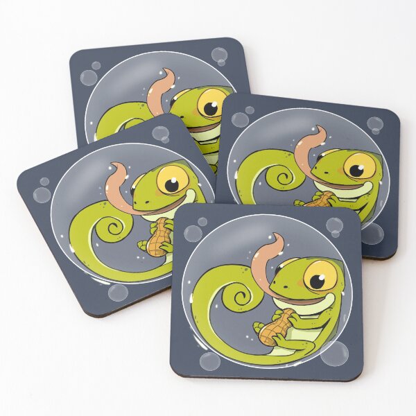 Item preview, Cute Chameleon with Beans in a Bubbles designed and sold by elmantastic design.
