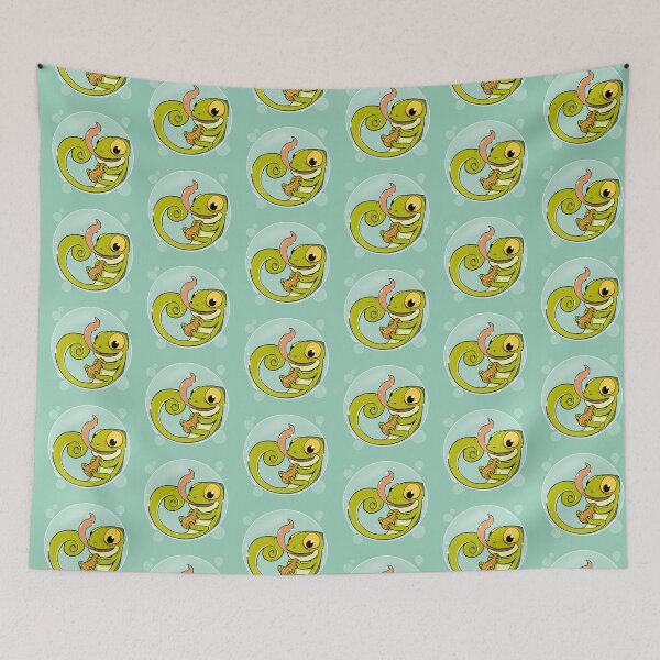 Item preview, Cute Chameleon with Beans in a Bubbles designed and sold by elmantastic design.