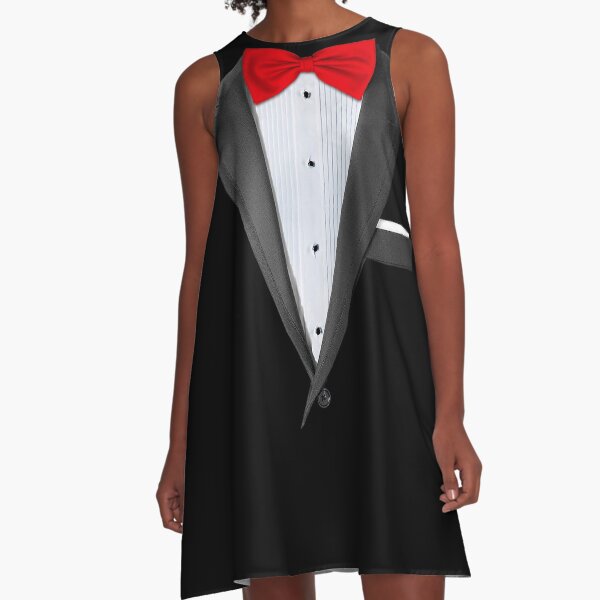 Realistic Tuxedo Shirt A-Line Dress