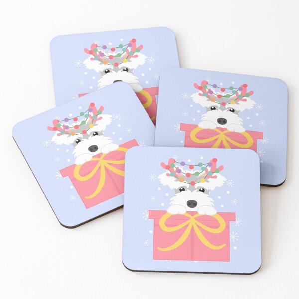 Item preview, Christmas Reindeer Miniature Schnauzer in a Gift Box designed and sold by Lulupainting.