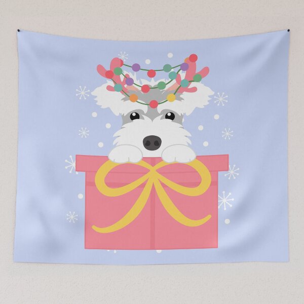 Item preview, Christmas Reindeer Miniature Schnauzer in a Gift Box designed and sold by Lulupainting.
