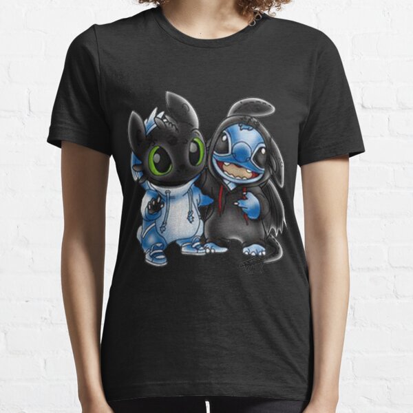 Toothless T-shirt Stitch And Toothless Night Fury Change Uniform Essential T-Shirt