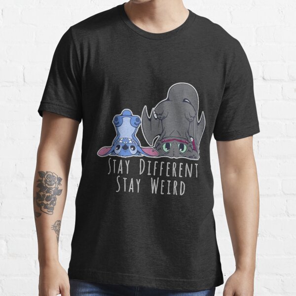 Stay Different Stay Weird Night Fury Toothless And Stitchhh Essential T-Shirt