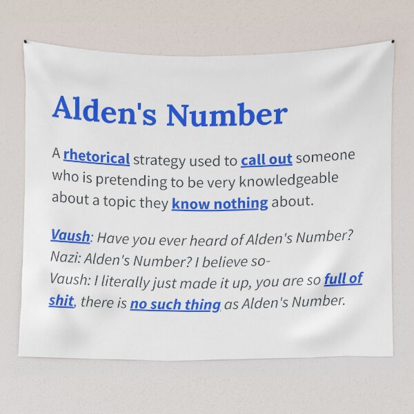 Item preview, Alden's Number (Vaush) Urban Dictionary designed and sold by RainDoe.