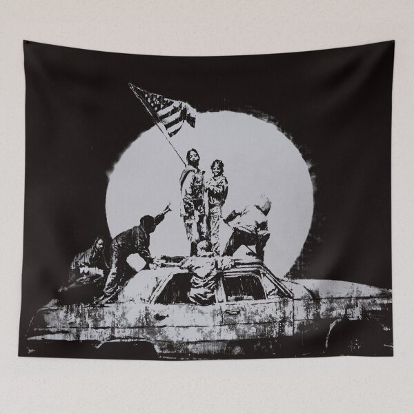 Item preview, BANKSY FLAG SILVER designed and sold by WE-ARE-BANKSY.