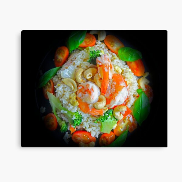Fried Rice Tomato Shrimp And Broccoli Canvas Print