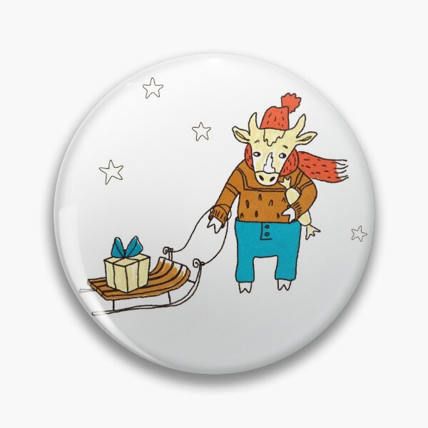 Item preview, Bull with sledges and gifts, in a hat, sweater and pants. New Year symbol. Color. designed and sold by zatmeniee.