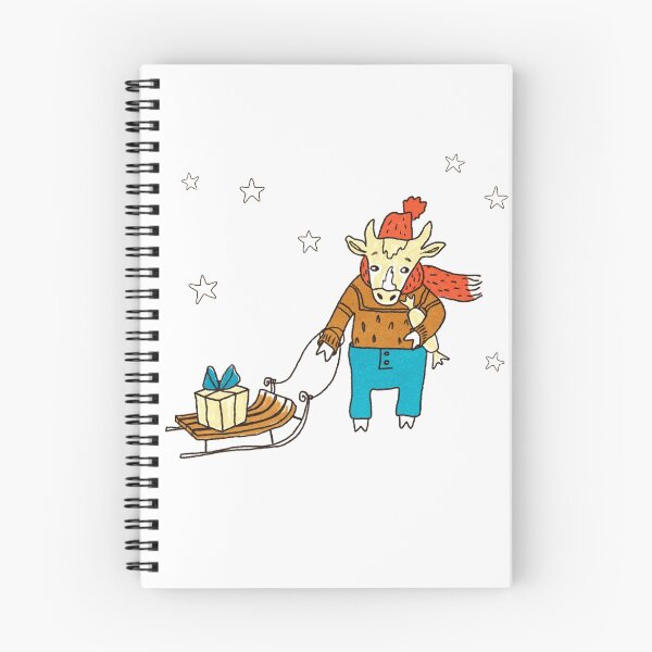Item preview, Bull with sledges and gifts, in a hat, sweater and pants. New Year symbol. Color. designed and sold by zatmeniee.
