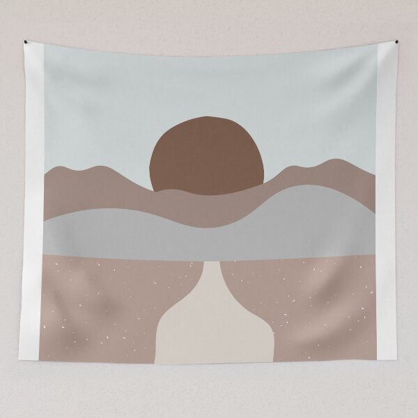 Item preview, Boho Abstract Art Landscape Sunset Mountains Design designed and sold by zedonee.