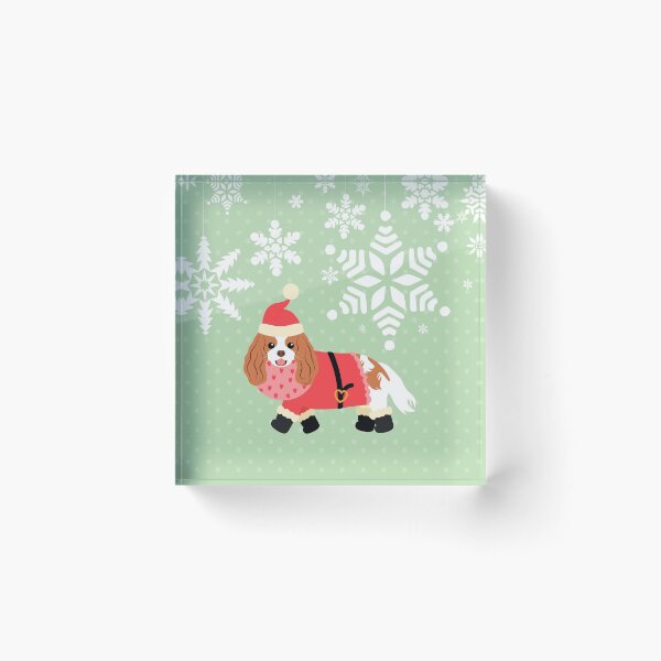 Item preview, Cavalier King Charles Spaniel Christmas Santa Claus designed and sold by Lulupainting.