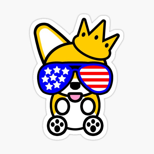 Shiba Inu Doge Patriotic American Flag USA United States America Glasses Sticker