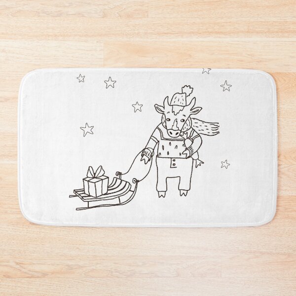 Item preview, Bull with sledges and gifts, in a hat, sweater and pants. New Year symbol. designed and sold by zatmeniee.