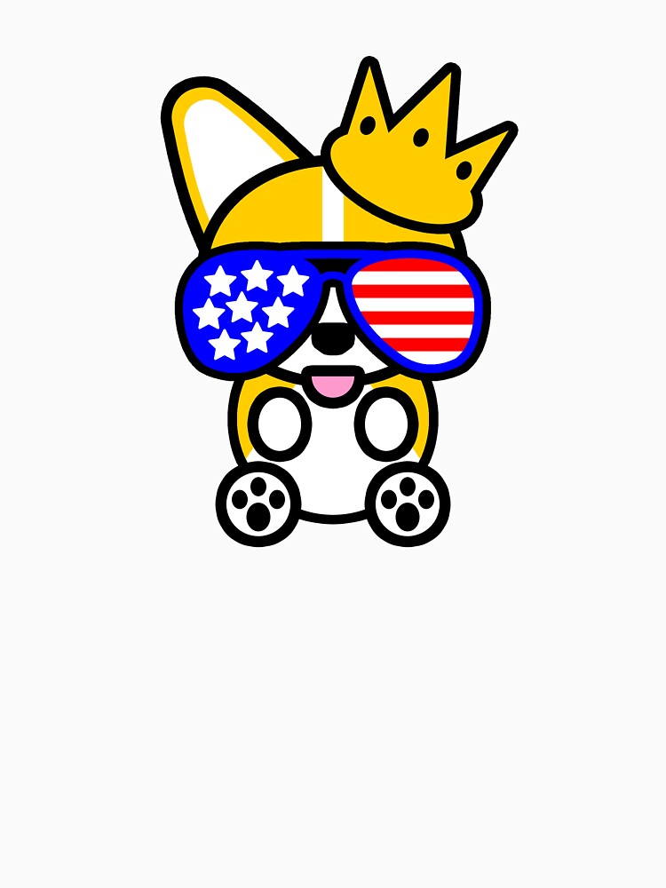 Thumbnail 7 of 7, Classic T-Shirt, Ello Corgi Patriotic American Flag USA United States America Glasses designed and sold by jayrauler.