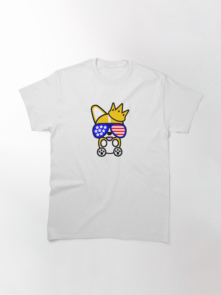 Thumbnail 3 of 7, Classic T-Shirt, Ello Corgi Patriotic American Flag USA United States America Glasses designed and sold by jayrauler.