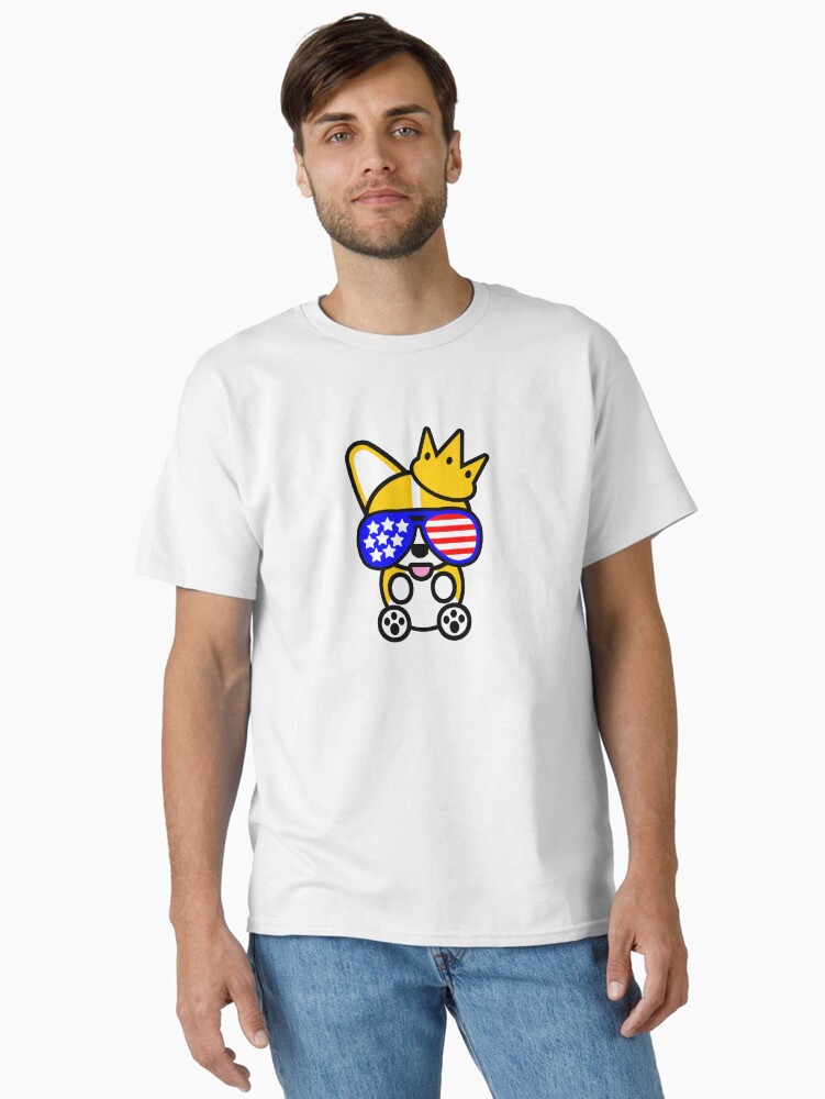 Thumbnail 2 of 7, Classic T-Shirt, Ello Corgi Patriotic American Flag USA United States America Glasses designed and sold by jayrauler.