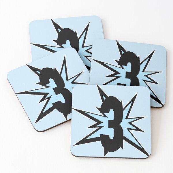 Item preview, Numbers in light blue 3 as a comic cartoon number three - birthday gifts designed and sold by MadandMean.