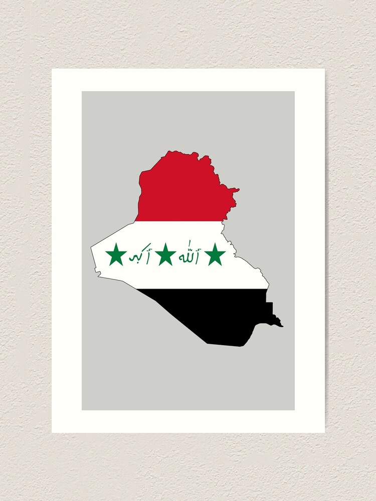 Kunstdruck for Sale mit Irak Flagge Karte von Mo5tar