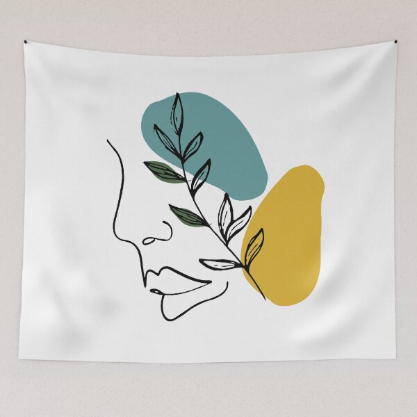 Item preview, Abstract Face And Leaves Modern Art designed and sold by ArtbyCharmante.