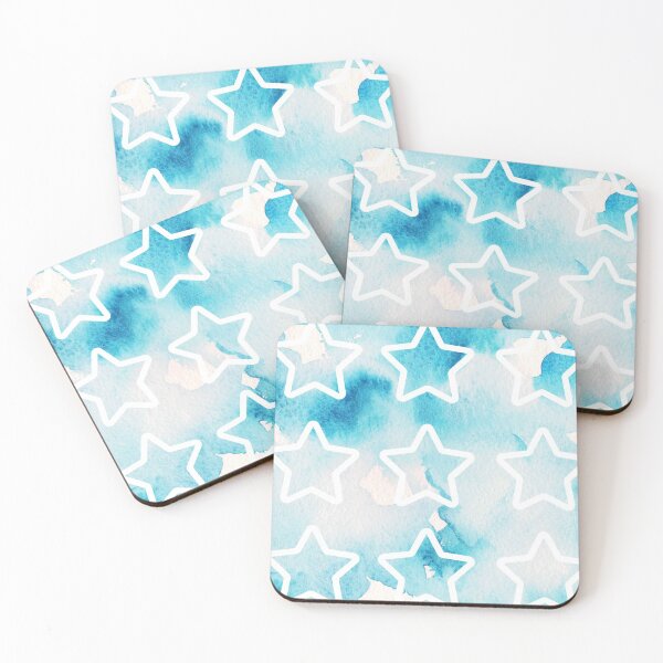 Item preview, Blue watercolor background - white stars  designed and sold by wiwiart.