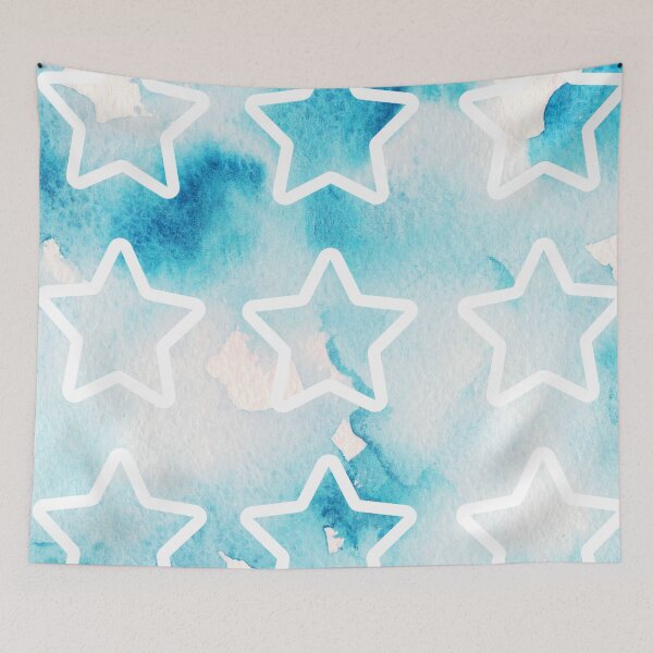 Item preview, Blue watercolor background - white stars  designed and sold by wiwiart.