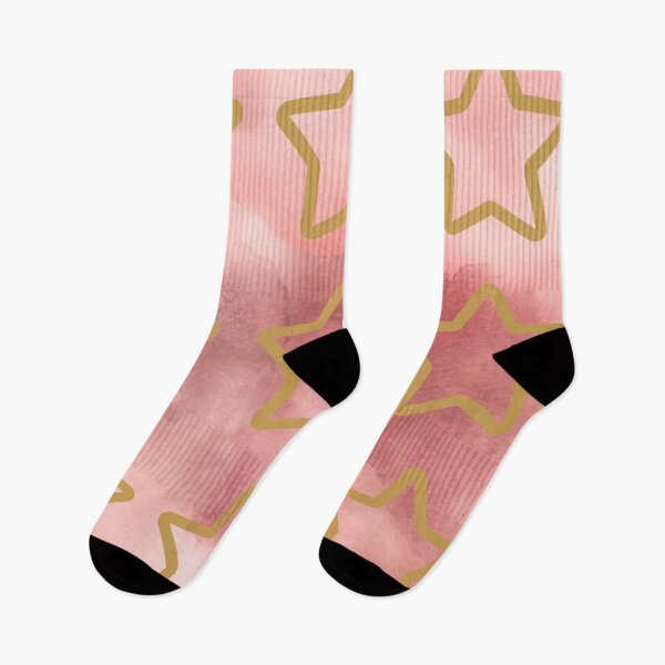 Item preview, pink watercolor background - gold stars  designed and sold by wiwiart.