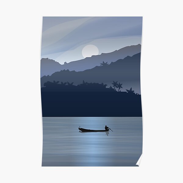Blue moment by the Mekong river Poster