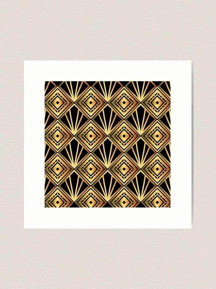 Retro vintage glam 1920s fashion black and gold geometric pattern art deco  Wrapping Paper by IamTrending