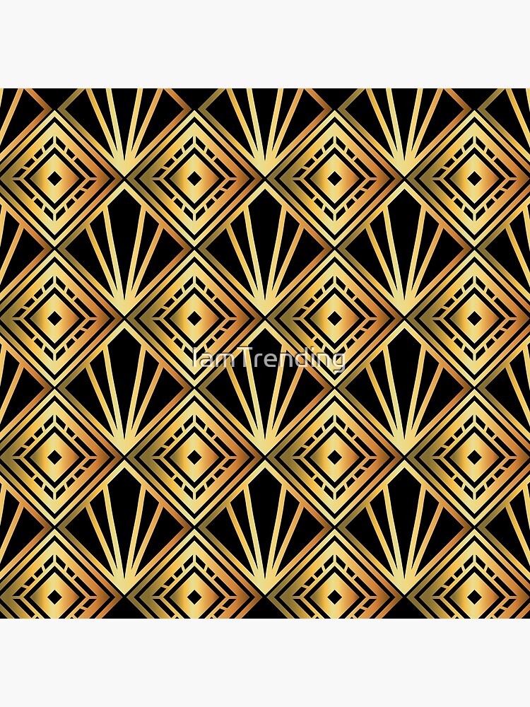 Retro vintage glam 1920s fashion black and gold geometric pattern art deco  Wrapping Paper by IamTrending