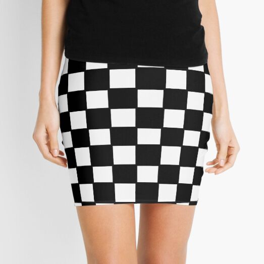 black and white checkered skirt zipper
