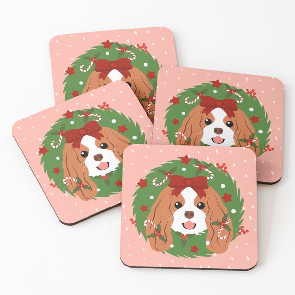 Item preview, Cavalier King Charles Spaniel Christmas Wreath designed and sold by Lulupainting.
