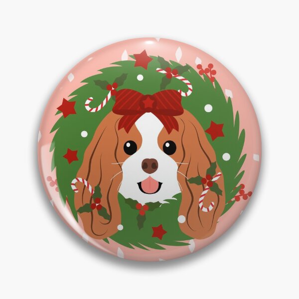 Item preview, Cavalier King Charles Spaniel Christmas Wreath designed and sold by Lulupainting.