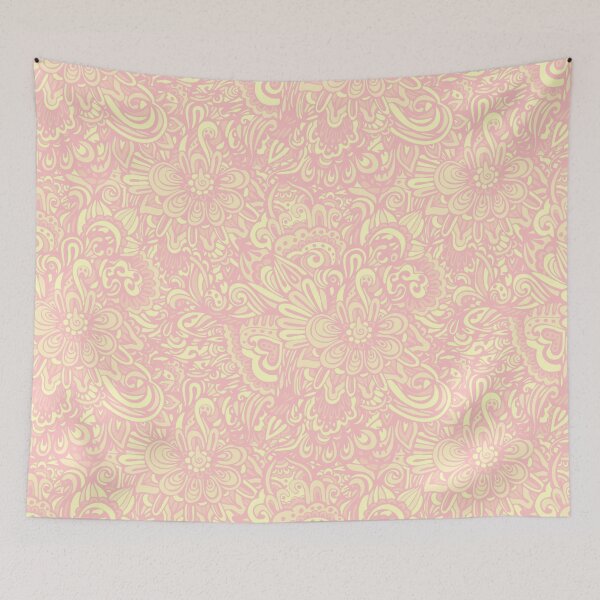 Item preview, Pink and yellow fantasy flower pattern designed and sold by RoyalPeople.