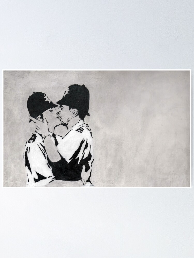 Policemen kissing Sticker Banksy