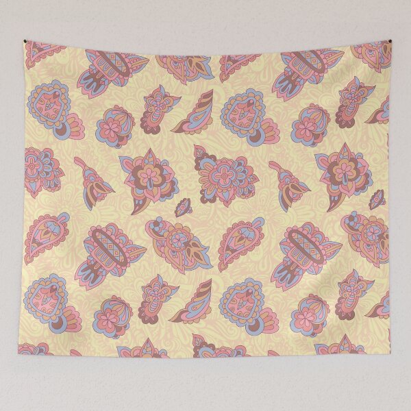 Item preview, Pink and yellow fantasy flower pattern designed and sold by RoyalPeople.